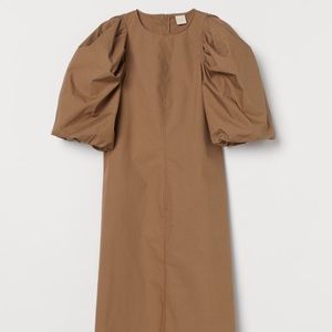 H&M Balloon Sleeved dress in dark beige L NWT